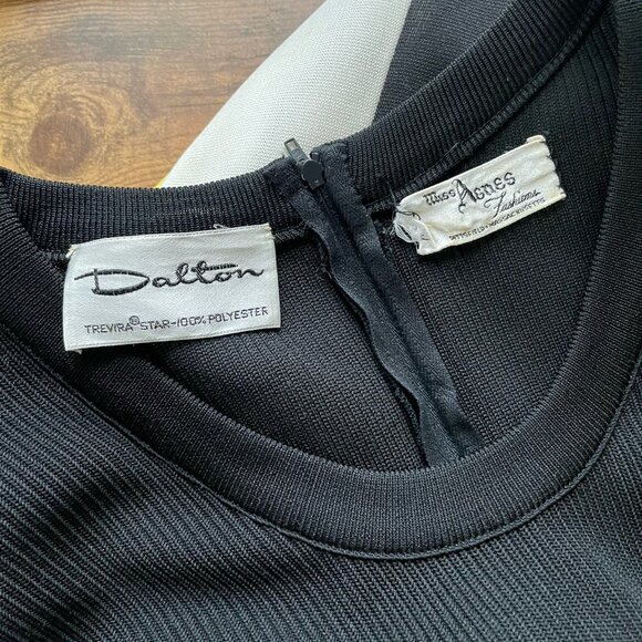 Vintage 1970s Dalton Womens Maxi Dress Sz M/L Mediun Large Black Green Yellow - Picture 10 of 10